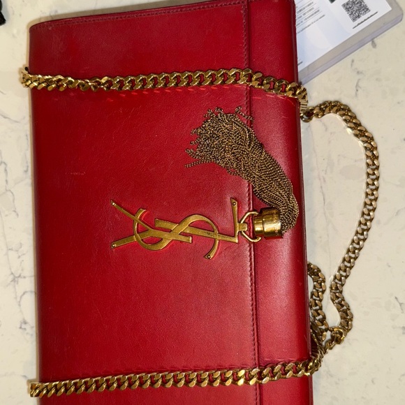 Yves Saint Laurent Handbags - FLASH YSL Medium Kate Red Leather Chain Bag